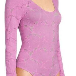 C&V Chelsea & Violet Pink Knit Long Sleeve Texture Bodysuit – SZ XL/XXL – NWT